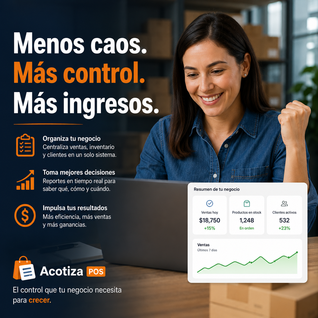 Menos caos Más control Más ingresos